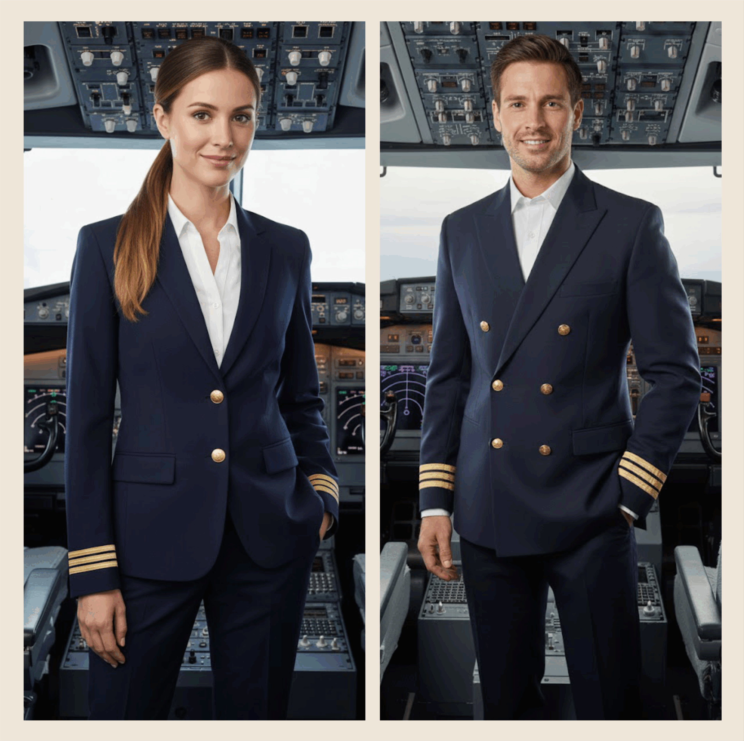 dos trabajadores en cabina de avión